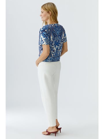 Oui Bluse in Blau/ Creme