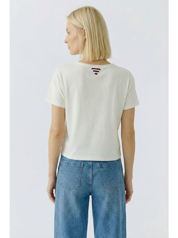 Oui Shirt in Creme/ Blau