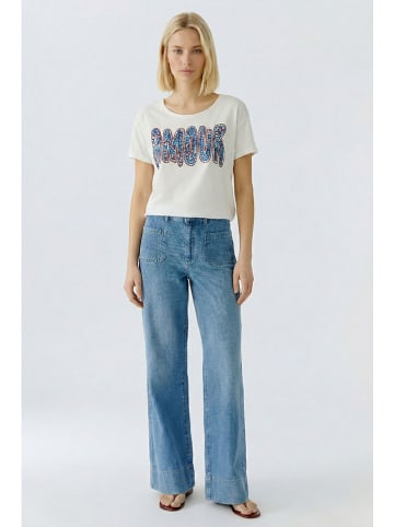 Oui Shirt crème/blauw