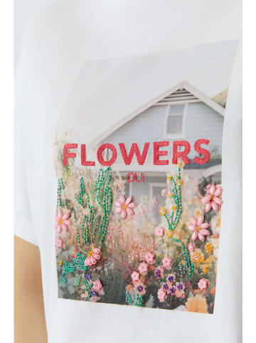 Oui Shirt wit/meerkleurig