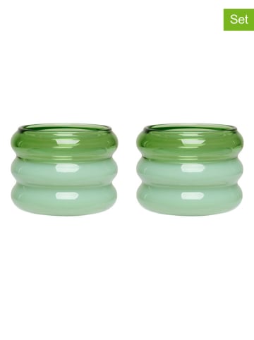 Design Letters Świeczniki (2 szt.) w kolorze zielonym - wys. 4 x Ø 5,5 cm
