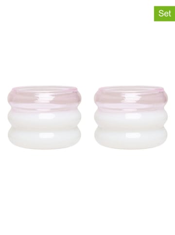 Design Letters 2-delige set: theelichthouders wit/lichtroze - (H)4 x Ø 5,5 cm