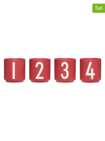 Design Letters 4er-Set: Becher in Rot - (H)6 x Ø 5,5 cm