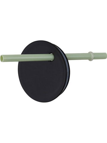 Design Letters 2tlg. Set: Deckel mit Strohhalm in Grün/ Schwarz