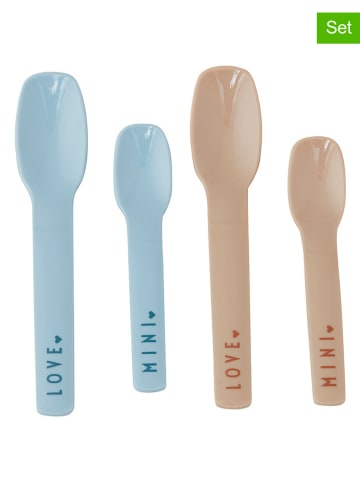 Design Letters Łyżki (4 szt.) "Mini Favourite" w kolorze błękitno-beżowym