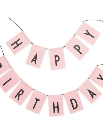 Design Letters Girlanda "Happy Birthday" w kolorze jasnoróżowym - dł. 17,5 cm