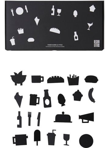 Design Letters Message-board symbolen "Food" zwart - 21 stuks