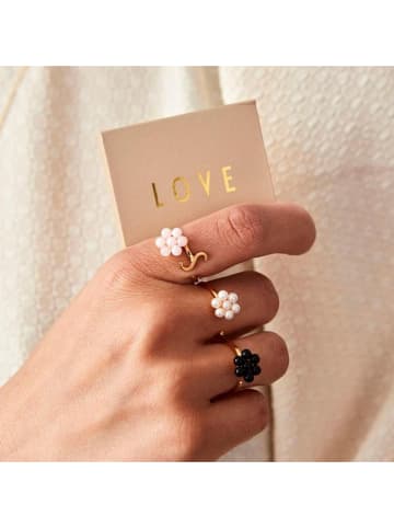 Design Letters Vergulde ring ''My Flower'' met edelstenen