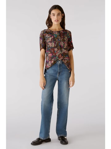 Oui Bluse in Schwarz/ Braun