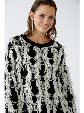 Oui Pullover in Schwarz/ Creme