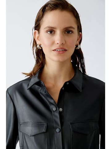 Oui Kunstlederkleid in Schwarz