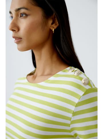 Oui Longsleeve in Grün/ Weiß