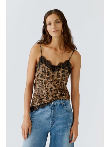 Oui Top in Camel/ Grau