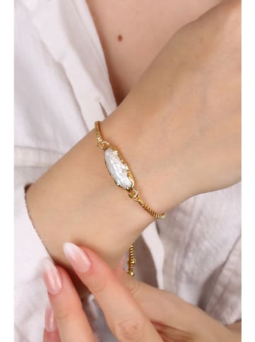 Pierres delicates Vergulde armband met parelmoer