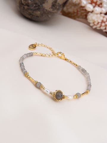 Pierres delicates Vergold. Armkette mit Edelsteinen und Perlen