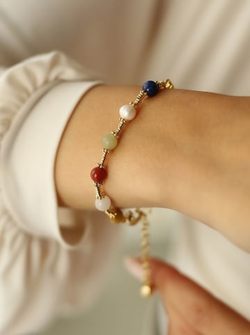 Pierres delicates Vergulde armband met edelstenen en parels