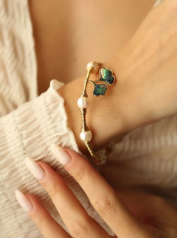 Pierres delicates Vergold. Armkette mit Perlmutt und Perlen