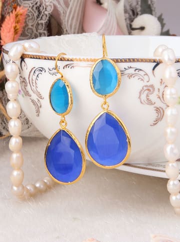 Pierres delicates Vergulde oorhangers met edelstenen