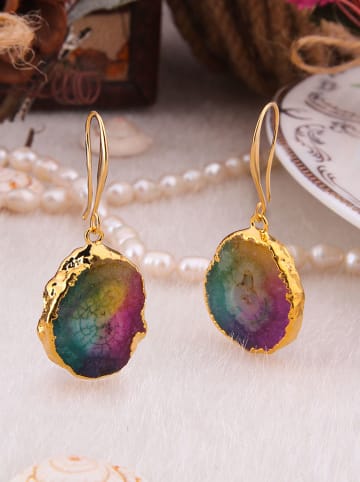 Pierres delicates Pozłacane kolczyki z kwarcem