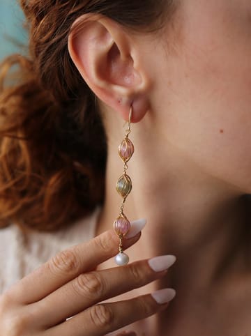 Pierres delicates Perlen-Ohrhänger in Weiß mit Edelsteinen