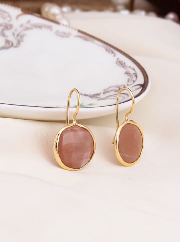 L'Atelier de Gaia Vergulde oorhangers met edelstenen