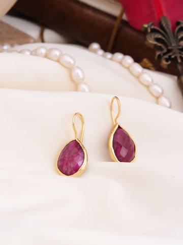 Pierres delicates Vergulde oorhangers met edelstenen