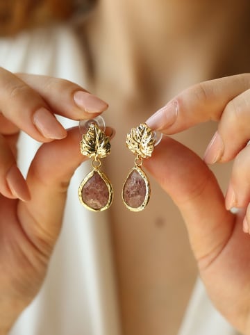 Pierres delicates Vergulde oorstekers met edelstenen