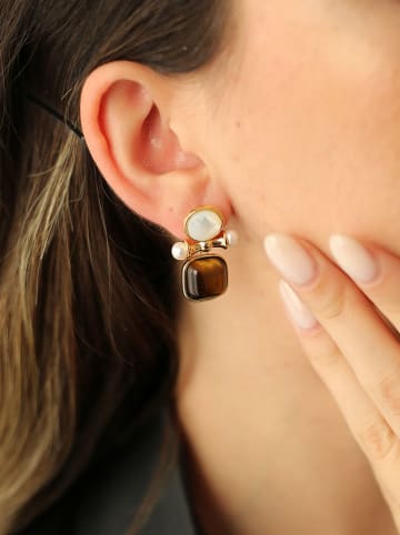 Pierres delicates Vergold. Ohrstecker mit Perlen und Edelsteinen