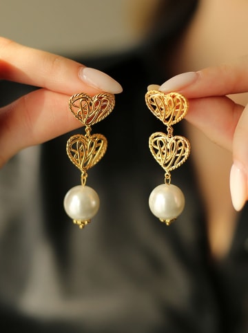 Pierres delicates Vergulde oorstekers met parels