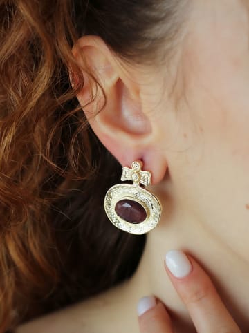 Pierres delicates Pozłacane kolczyki-wkrętki z kocim okiem