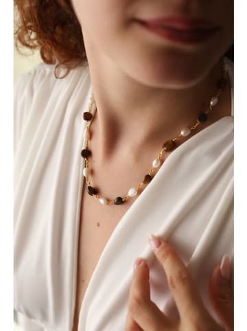 Pierres delicates Vergulde ketting met edelstenen - (L)43 cm