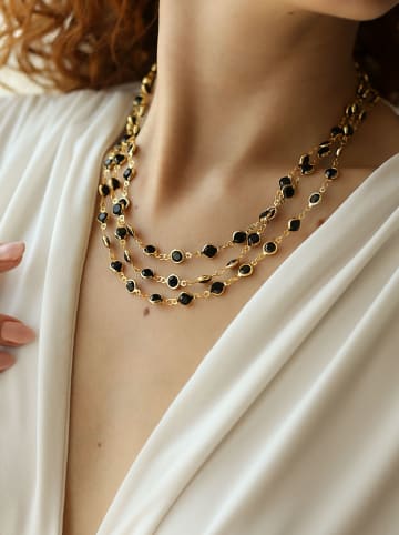 L'Atelier de Gaia Vergulde ketting met kristallen - (L)48 cm