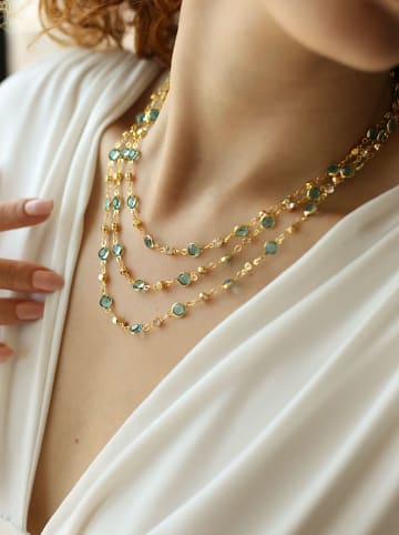 L'Atelier de Gaia Vergulde ketting met kristallen - (L)48 cm