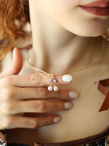 Pierres delicates Vergold. Halskette mit Anhänger - (L)45 cm