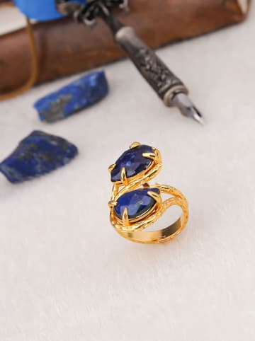 Pierres delicates Pozłacany pierścionek z lapis lazuli
