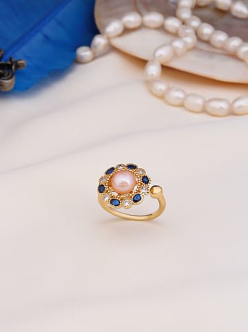 Pierres delicates Vergulde ring met parel en edelstenen