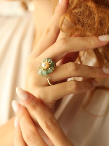 Pierres delicates Vergulde ring met parel en edelstenen