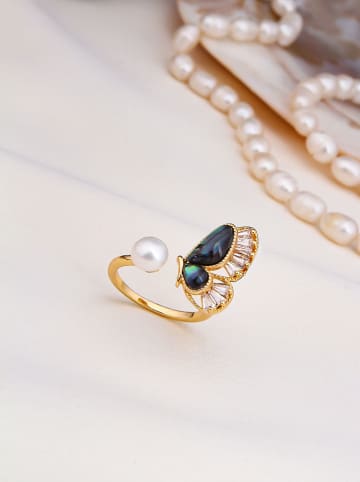 Pierres delicates Vergulde ring met parel en parelmoer