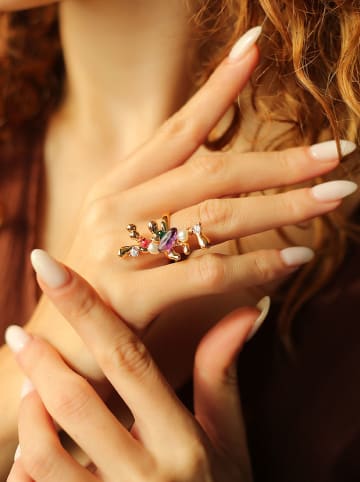 Pierres delicates Vergulde ring met parel en edelstenen