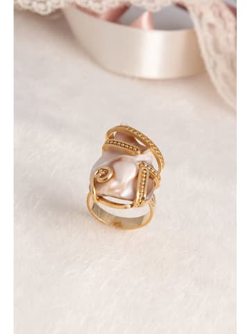 Pierres delicates Vergulde ring met parelmoer