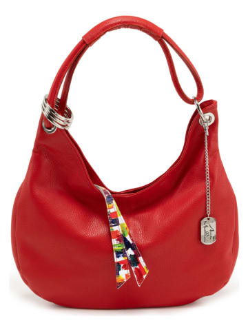 Anna Morellini Leder-Schultertasche "Concetta" in Rot - (B)38 x (H)34 x (T)10 cm