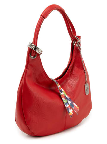 Anna Morellini Leder-Schultertasche "Concetta" in Rot - (B)38 x (H)34 x (T)10 cm