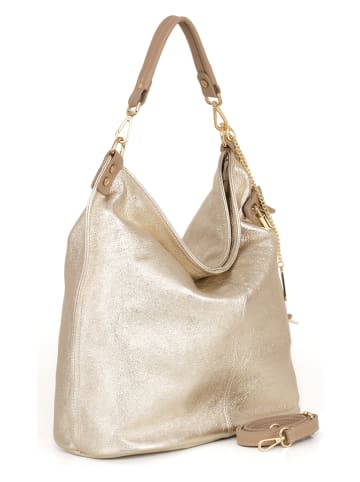 Anna Morellini Skórzana torebka "Greta" w kolorze złotym - 34 x 38 x 17 cm