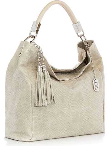 Anna Morellini Leren schoudertas crème - (B)38 x (H)36 x (D)14 cm