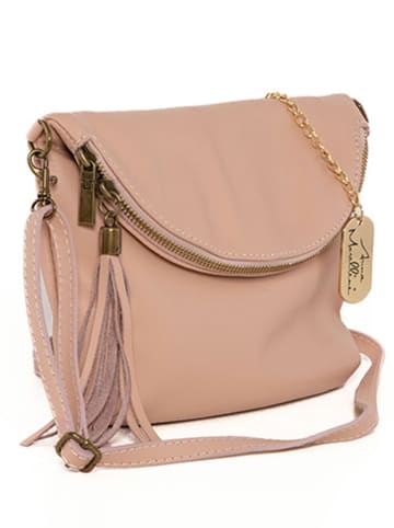 Anna Morellini Skórzana torebka "Alice" w kolorze beżowym - 22 x 18 x 2 cm