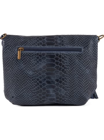 Anna Morellini Leren schoudertas "Lydia" donkerblauw - (B)22 x (H)18 x (D)2 cm