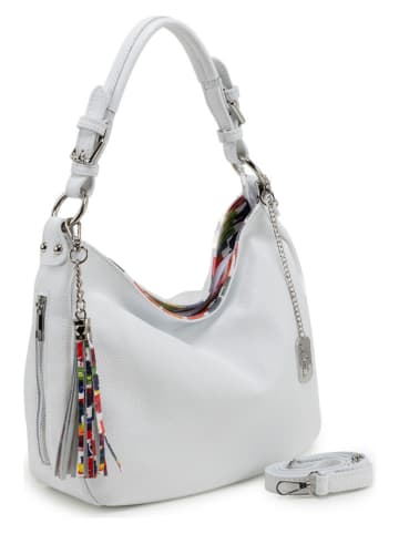 Anna Morellini Skórzana torebka "Fiorella" w kolorze białym - 30 x 27 x 9 cm