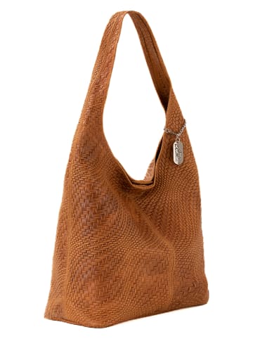 Anna Morellini Leder-Schultertasche "Palladia" in Hellbraun - (B)38 x (H)30 x (T)2 cm