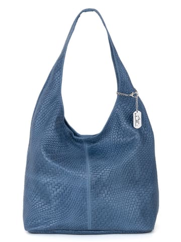 Anna Morellini Leder-Schultertasche "Palladia" in Blau - (B)38 x (H)30 x (T)2 cm