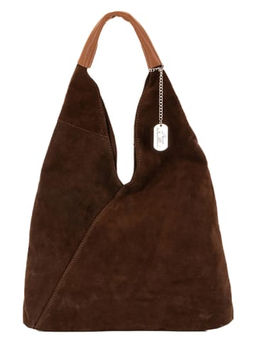 Anna Morellini Skórzany shopper bag "Eleonora" w kolorze brązowym - 40 x 31 x 2 cm